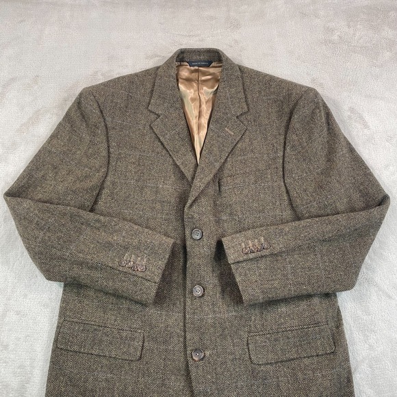 BANANA REPUBLIC‎ Blazer Sport Coat Jacket Men 40R Brown Wool Herringbone Office